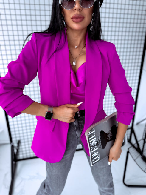 Vivid Fuchsia, ONE SIZE jacket with gathered sleeves